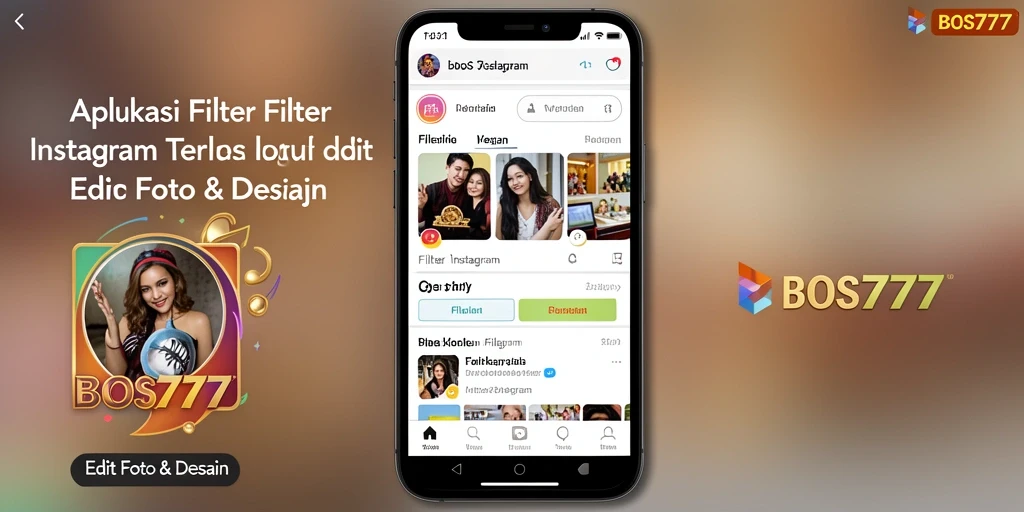 Antarmuka BOS777 yang menampilkan berbagai filter Instagram.