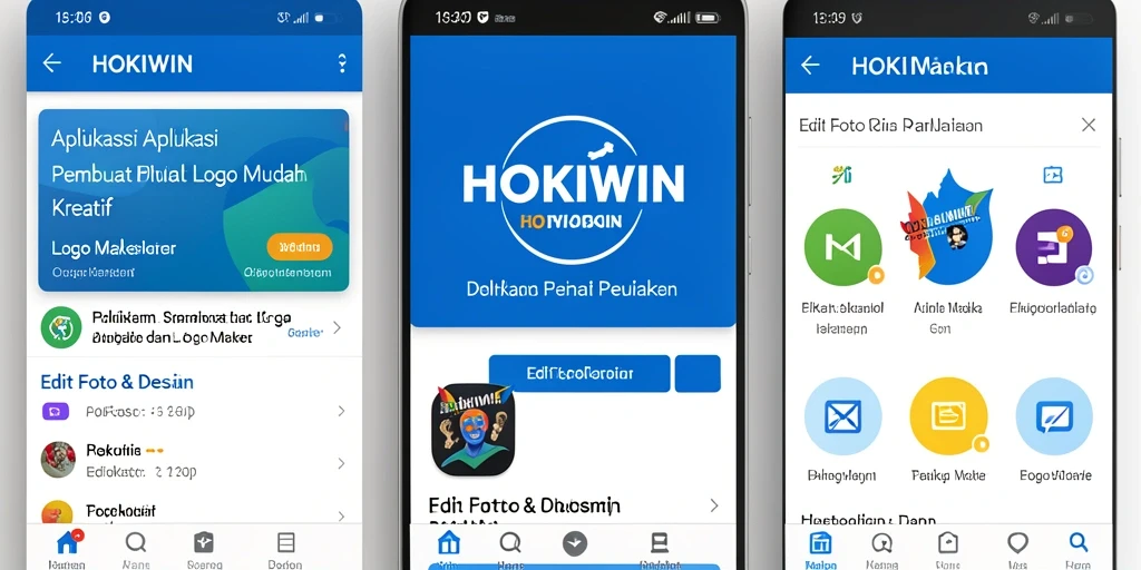 Antarmuka aplikasi HOKIWIN yang user-friendly untuk pembuatan logo.