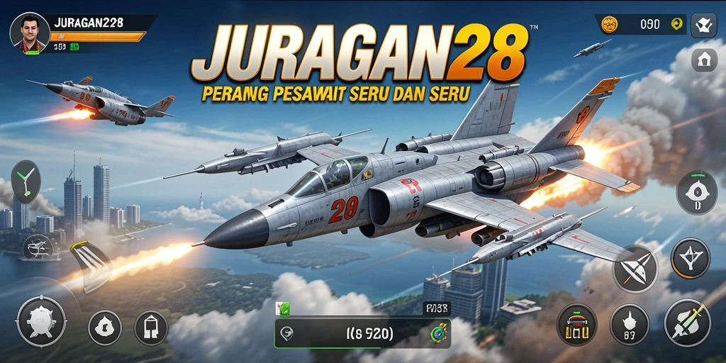 Tampilan menarik dari antarmuka game Perang Pesawat JURAGAN28.