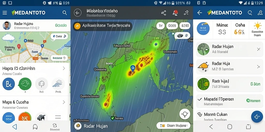 Tampilan antarmuka aplikasi Radar Hujan MEDANTOTO yang informatif.