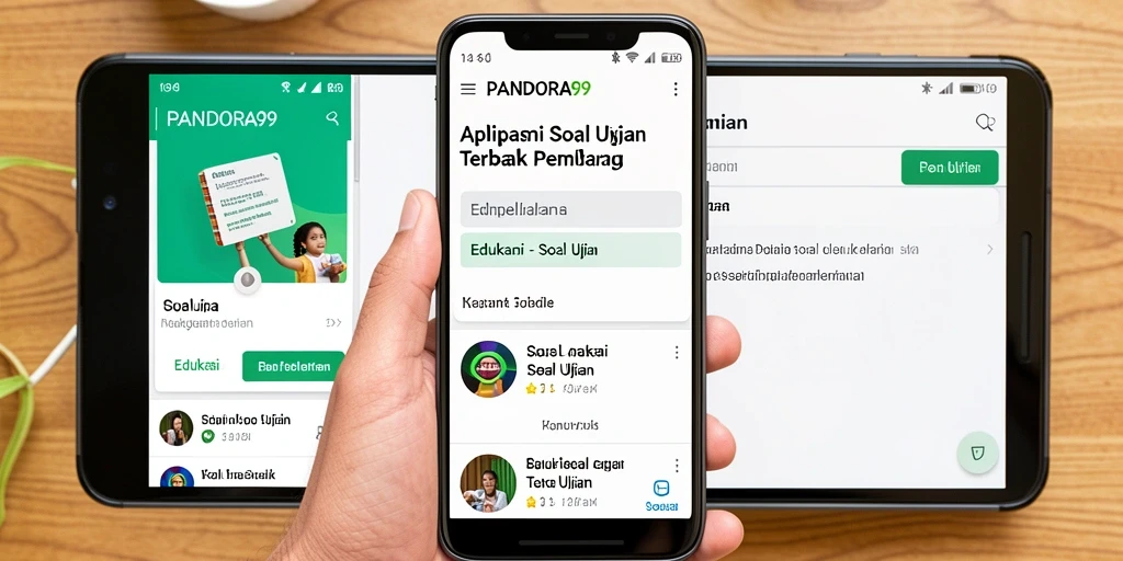 Screenshot utama aplikasi PANDORA99 dengan tampilan soal ujian.