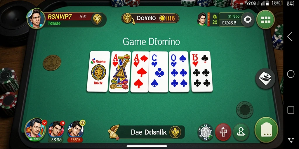 Antarmuka menarik dari game Domino RSNVIP7 yang penuh warna.