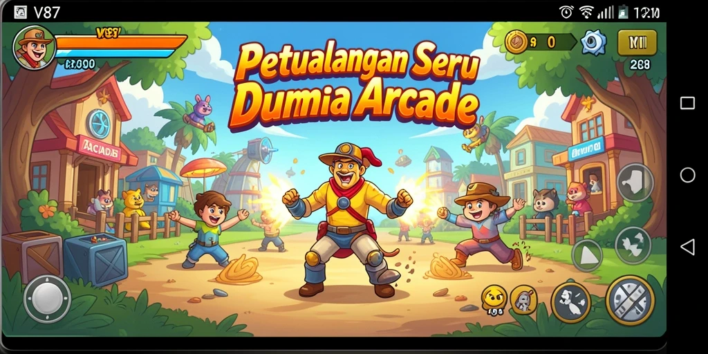 Antarmuka permainan V87 yang penuh warna dan interaktif.